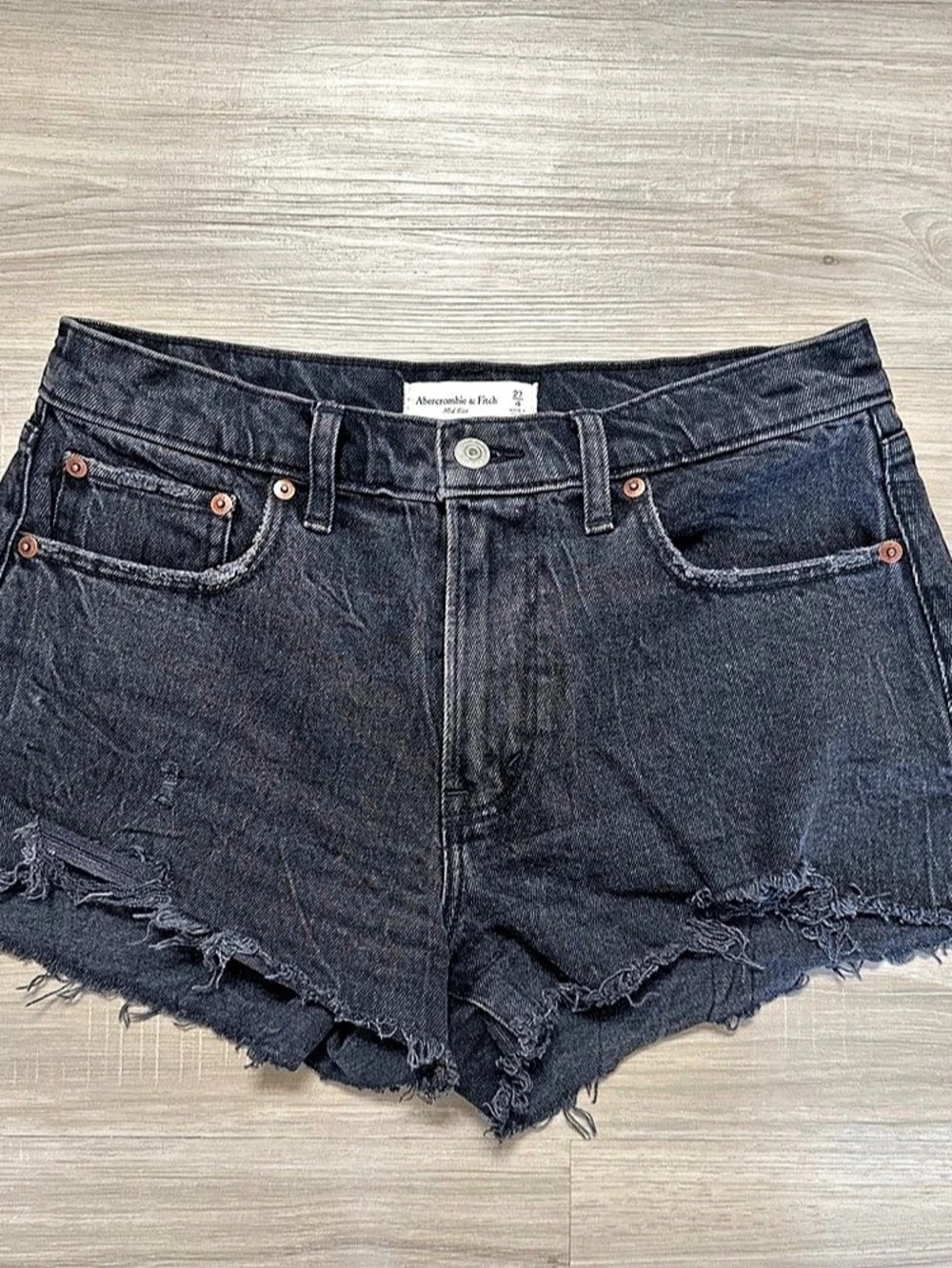 Abercrombie & Fitch Mid Rise Denim Shorts Black Waist 27